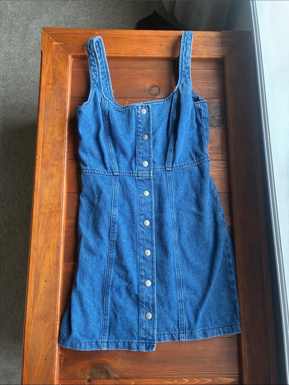 ASOS Blue Denim Button-Front Mini Dress